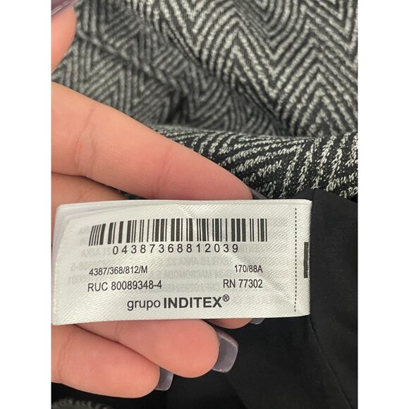 Zara Womens Herringbone Blazer Jacket Medium M Black Gray  Hooded 4387/368 NWT - Picture 7 of 16